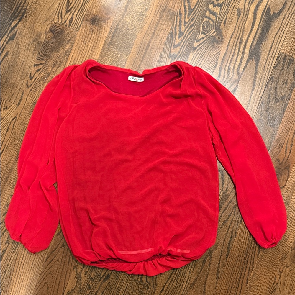 Chic Scarlet Long Sleeve Women's Top